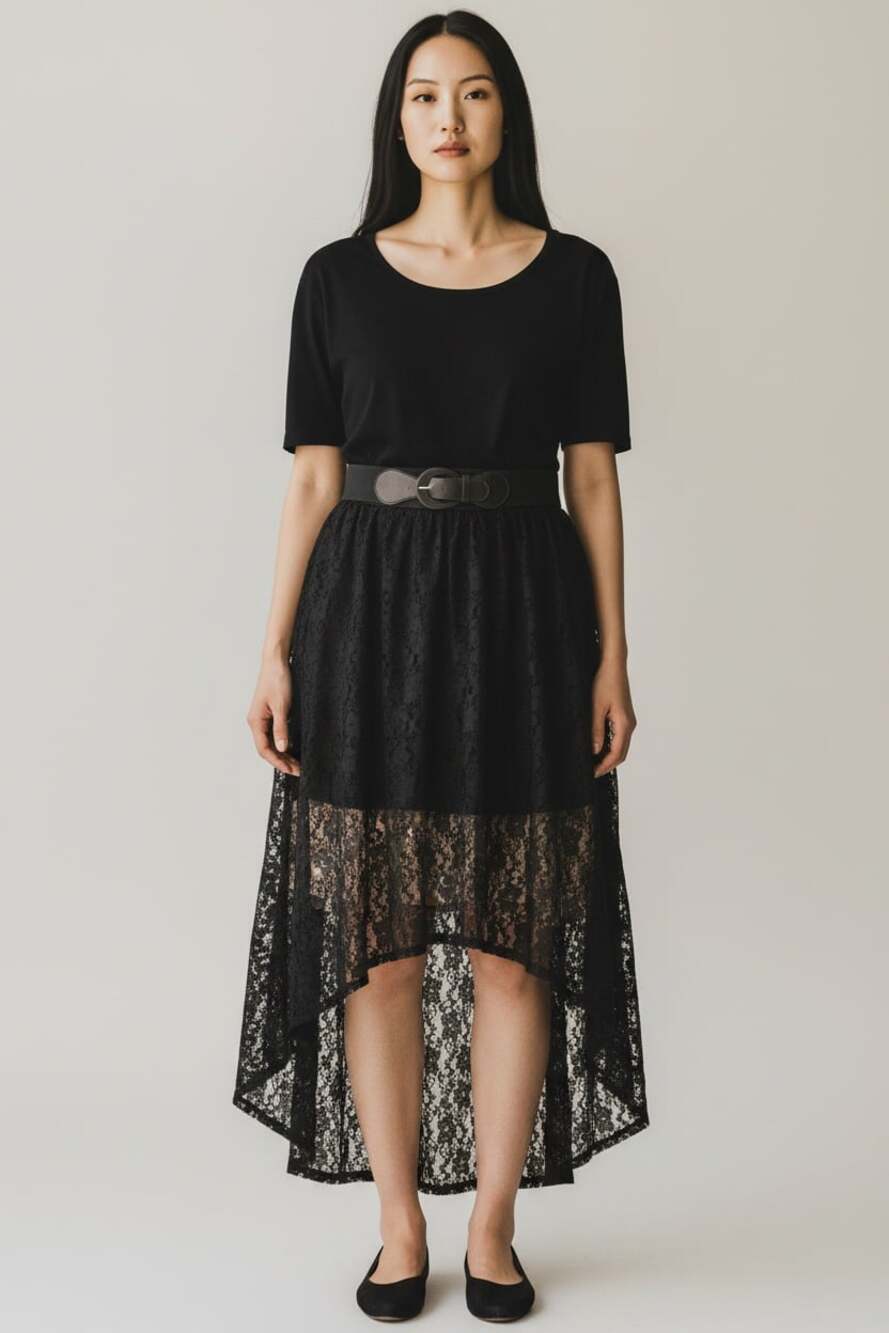 Black Lace‎ High-Low Skirt Size XL (15-17)